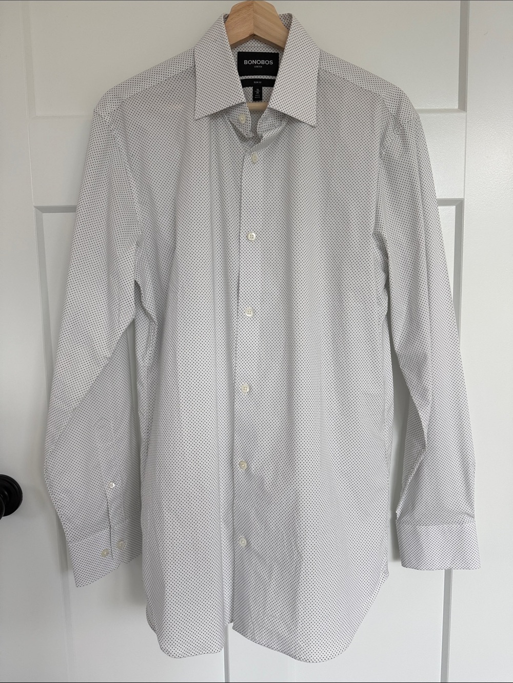 Bonobos Men’s White Dress Shirt with Subtle Micro Dot Pattern